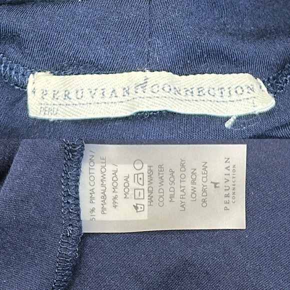 Peruvian Connection Ariana Navy Blue Stretch Jersey Turtleneck Midi Dress Large - Picture 11 of 13